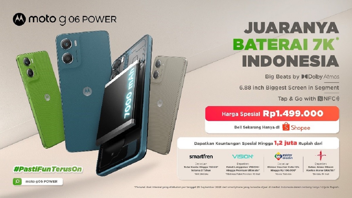 moto g06 POWER Meluncur Eksklusif di Shopee, Baterai Raksasa 7.000mAh Cuma Rp1,5 Juta!