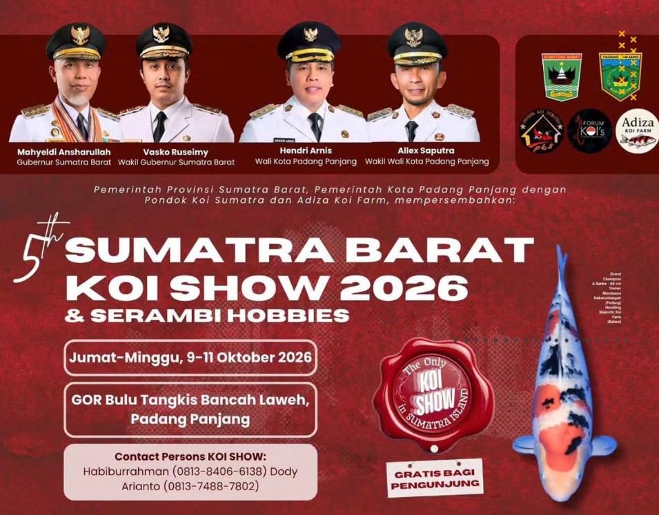 Sumatra Barat Koi Show 2026 Hadirkan Kompetisi Koi dan Ragam Hobi di Padang Panjang