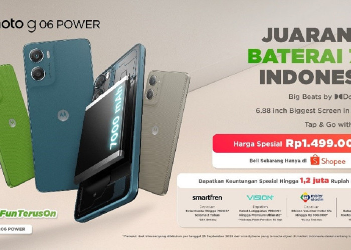 moto g06 POWER Meluncur Eksklusif di Shopee, Baterai Raksasa 7.000mAh Cuma Rp1,5 Juta!