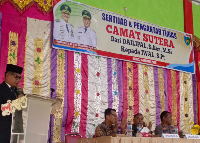 Hadiri Sertijab Camat Sutera, Wabup Risnaldi Tegaskan Komitmen Bangun Infrastruktur Strategis
