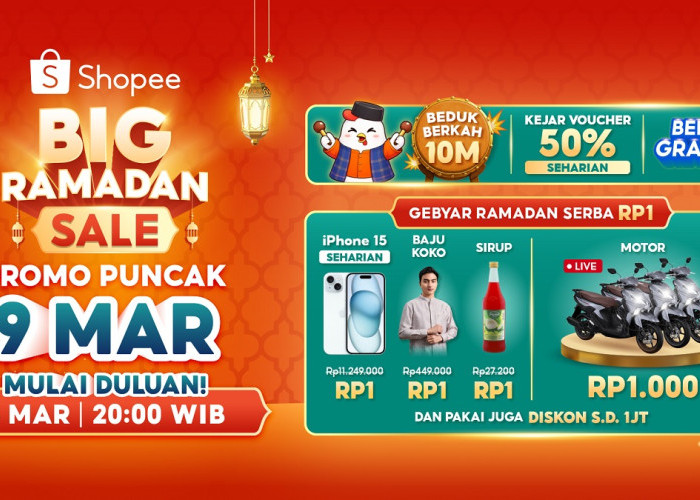 Puncak Shopee Big Ramadan Sale 9 Maret: Banjir Promo iPhone Rp1 hingga Voucher 10M